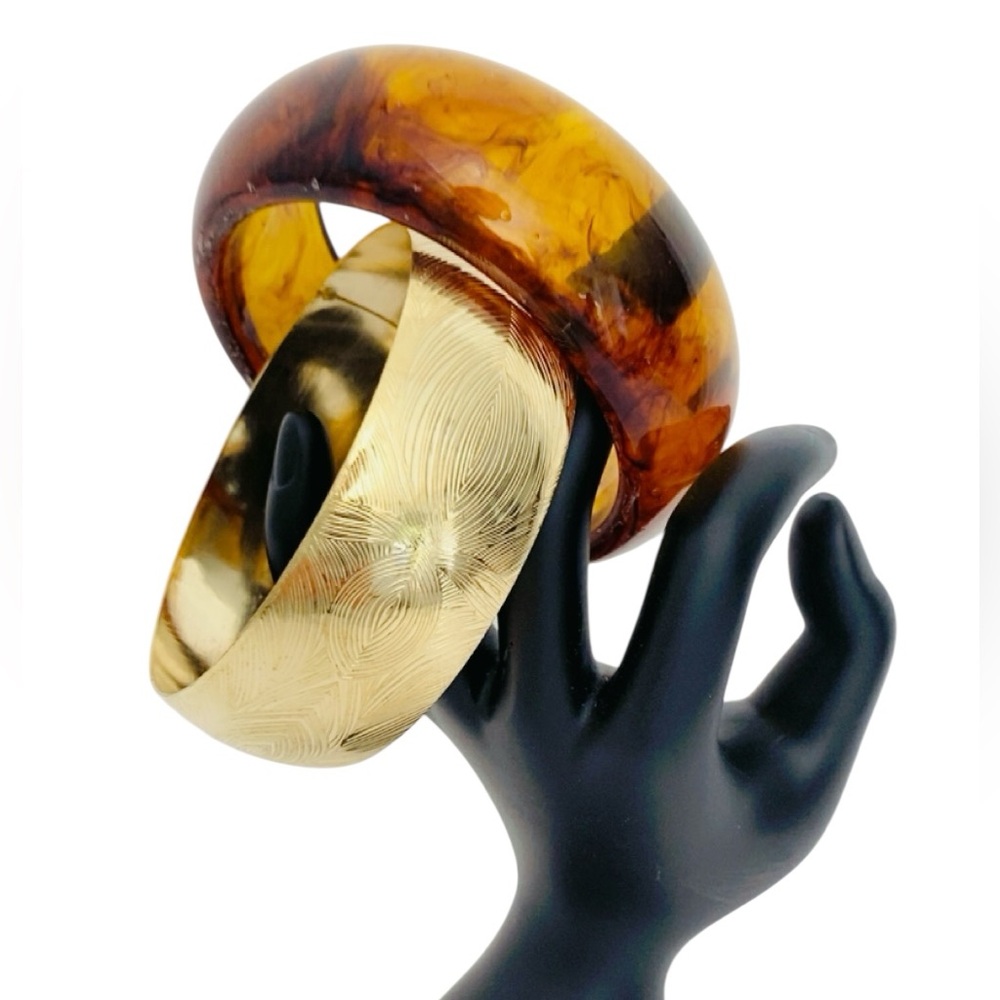 Gold and Amber Bangle Set